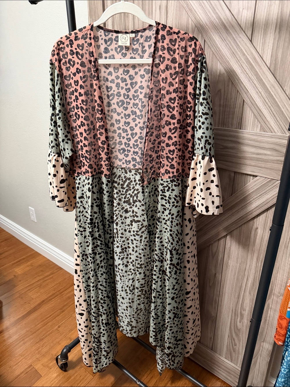Grace & Emma Mixed Animal Print Long Kimono Duster M/L Boho Western